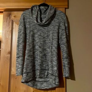 Cowl neck grey and black sweater
